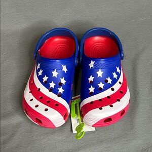Crocs‎ Classic American Flag Clogs  4th of July Unisex Patriotic mens 7 womens 9